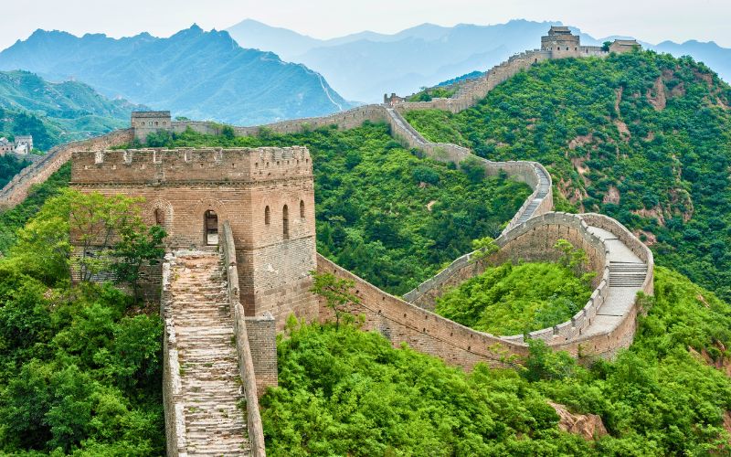 Vista da Grande Muralha da China, um dos patrimônios da humanidade mais visitados do mundo