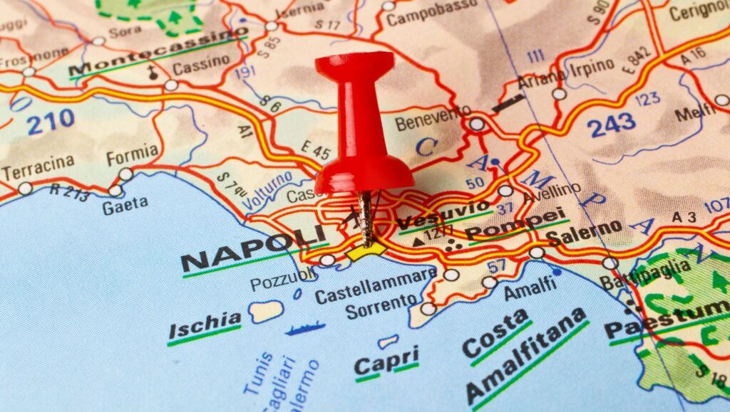 Mapa de Nápoles, na Itália