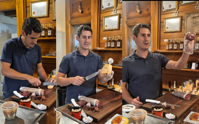 Degustação de queijos e socol na Fazenda Carnielli.